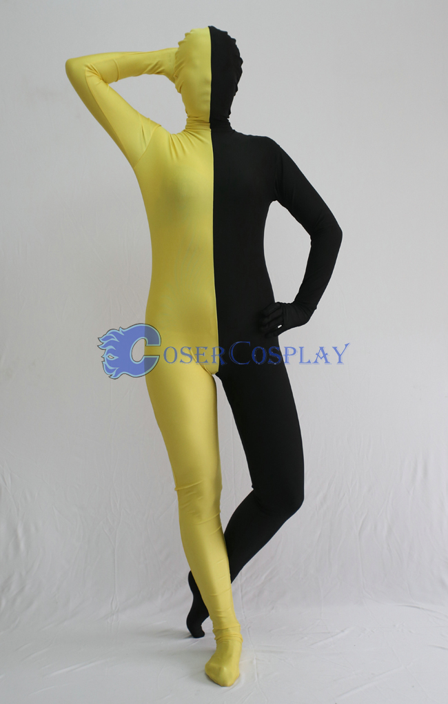 Yellow And Black Split Zentai Suit